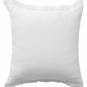 20" X 20" Cream And Beige 100% Cotton Zippered Pillow