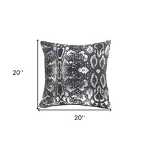 20" X 20" White And Silver 100% Cotton Animal Print Zippered Pillow