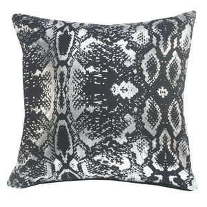 20" X 20" White And Silver 100% Cotton Animal Print Zippered Pillow