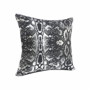 20" X 20" White And Silver 100% Cotton Animal Print Zippered Pillow