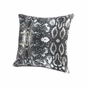 20" X 20" White And Silver 100% Cotton Animal Print Zippered Pillow