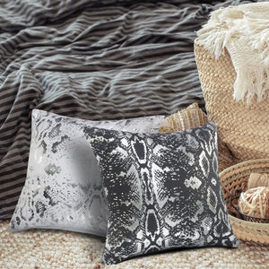 20" X 20" White And Silver 100% Cotton Animal Print Zippered Pillow