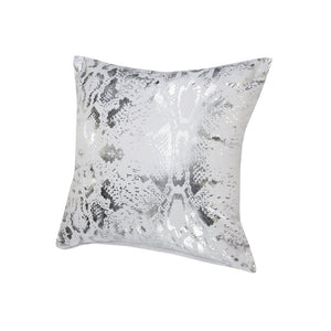 20" X 20" White And Silver 100% Cotton Animal Print Zippered Pillow