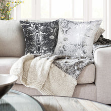 20" X 20" White And Silver 100% Cotton Animal Print Zippered Pillow