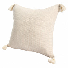 18" X 18" Light Turquoise And Ivory 100% Cotton Striped Zippered Pillow