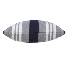 20" Navy Blue Gray And White Cotton Coastal Throw Pillow