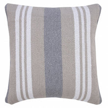 20" Navy Blue Gray And White Cotton Coastal Throw Pillow