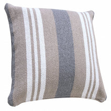 20" Navy Blue Gray And White Cotton Coastal Throw Pillow