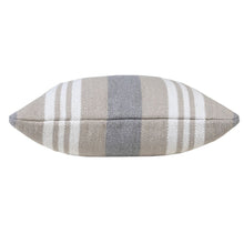 20" Navy Blue Gray And White Cotton Coastal Throw Pillow