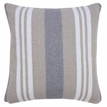 20" Navy Blue Gray And White Cotton Coastal Throw Pillow