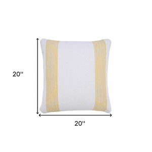 20" X 20" Pale Blue And White 100% Cotton Geometric Zippered Pillow