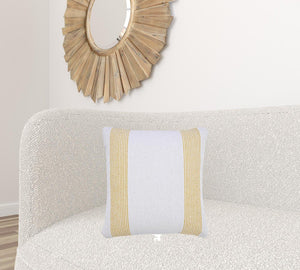 20" X 20" Pale Blue And White 100% Cotton Geometric Zippered Pillow