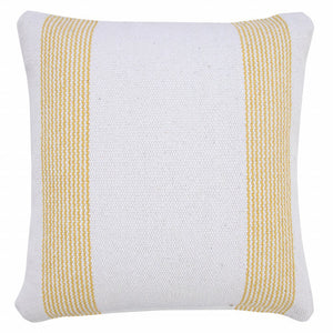 20" X 20" Pale Blue And White 100% Cotton Geometric Zippered Pillow