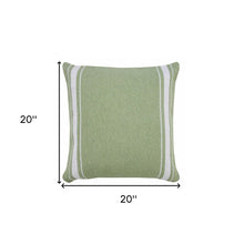 20" X 20" Green And White 100% Cotton Geometric Zippered Pillow