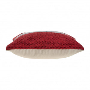20" Blue And Red Cotton Striped Throw Pillow