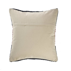 20" Blue And Red Cotton Striped Throw Pillow