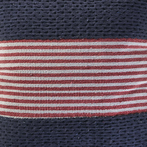 20" Blue And Red Cotton Striped Throw Pillow