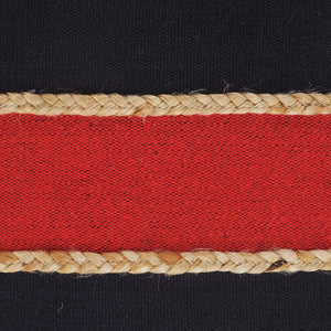 20" X 20" Navy Red And Tan 100% Cotton Striped Zippered Pillow