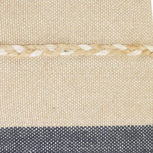 20" X 20" Denim Blue Tan And Taupe Jute Coastal Zippered Pillow