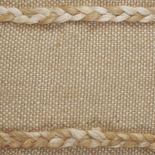 20" X 20" Beige And Ivory Jute Striped Zippered Pillow With Fringe