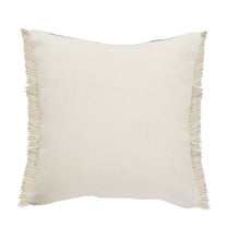 20" X 20" Beige And Ivory Jute Striped Zippered Pillow With Fringe