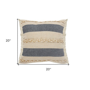 24" Denim Blue Jute Throw Pillow