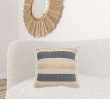 24" Denim Blue Jute Throw Pillow