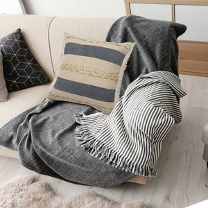 24" Denim Blue Jute Throw Pillow