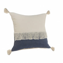 20" X 20" Orange And Off-White 100% Cotton Zippered Pillow