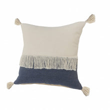 20" X 20" Orange And Off-White 100% Cotton Zippered Pillow