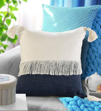 20" X 20" Orange And Off-White 100% Cotton Zippered Pillow