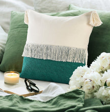 20" X 20" Orange And Off-White 100% Cotton Zippered Pillow