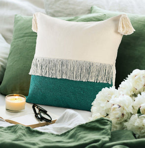 20" X 20" Orange And Off-White 100% Cotton Zippered Pillow