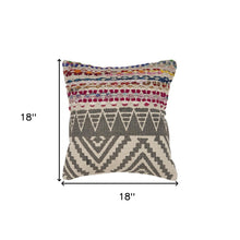 18" Blue and Beige Throw Pillow