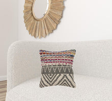 18" Blue and Beige Throw Pillow