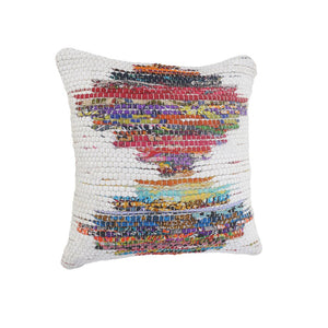 20" X 20" White Red Green Blue Yellow And Orange 100% Cotton Geometric Zippered Pillow
