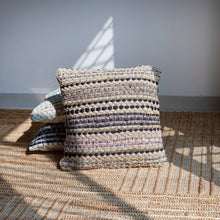 18" Blue And Green Cotton Striped Throw Pillow