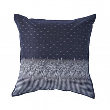 18" X 18" Blue Gray And Beige 100% Cotton Geometric Zippered Pillow