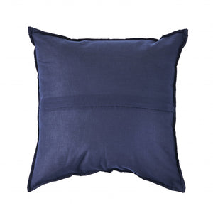 18" X 18" Blue Gray And Beige 100% Cotton Geometric Zippered Pillow