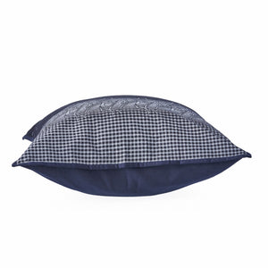 18" X 18" Blue Gray And Beige 100% Cotton Geometric Zippered Pillow