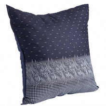 18" X 18" Blue Gray And Beige 100% Cotton Geometric Zippered Pillow