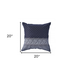 18" X 18" Blue Gray And Beige 100% Cotton Geometric Zippered Pillow
