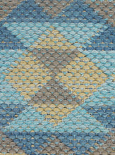 18" X 18" Blue Gray And Beige 100% Cotton Geometric Zippered Pillow