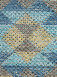 18" X 18" Blue Gray And Beige 100% Cotton Geometric Zippered Pillow
