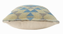 18" X 18" Blue Gray And Beige 100% Cotton Geometric Zippered Pillow