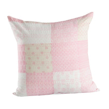 20" X 20" Beige Gray And Off-White 100% Cotton Patchwork Zippered Pillow