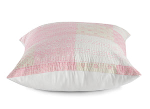20" X 20" Beige Gray And Off-White 100% Cotton Patchwork Zippered Pillow