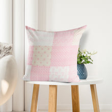 20" X 20" Beige Gray And Off-White 100% Cotton Patchwork Zippered Pillow