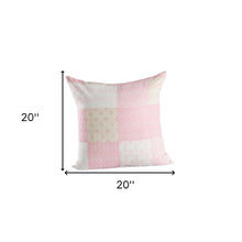 20" X 20" Beige Gray And Off-White 100% Cotton Patchwork Zippered Pillow