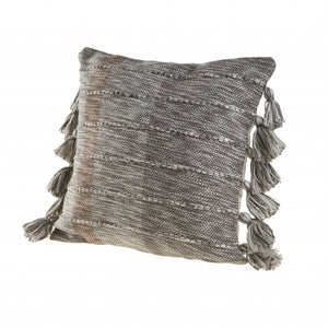 20" X 20" Gray And Light Red Polyester Striped Zippered Pillow